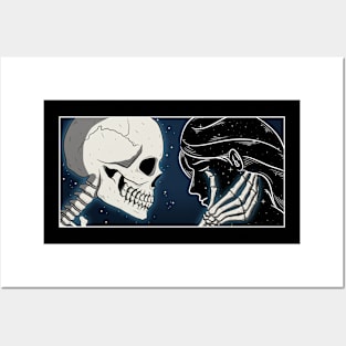 Skeleton love galaxy girl Posters and Art